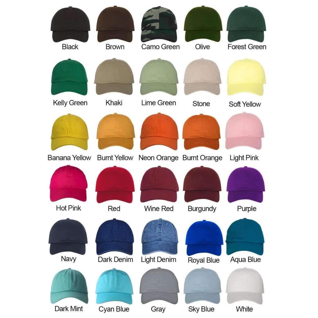 Baseball hat color chart