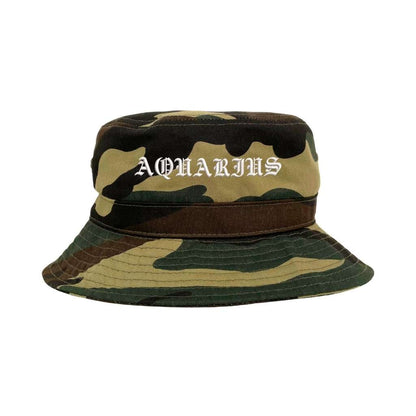 Embroidered aquarius on camo bucket hat - DSY Lifestyle