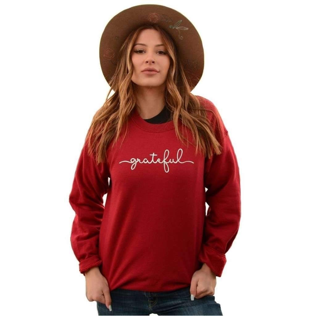 GRATEFUL ~ Hand Embroidered Raglan online Sweatshirt