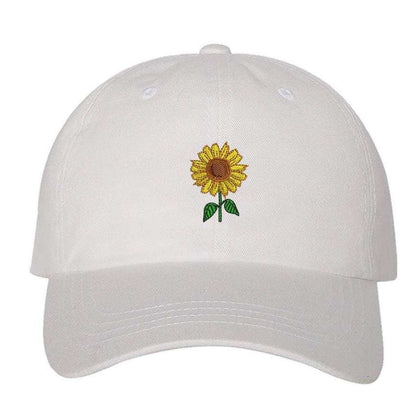 White baseball hat embroidered with a sunflower - DSY Lifestyle