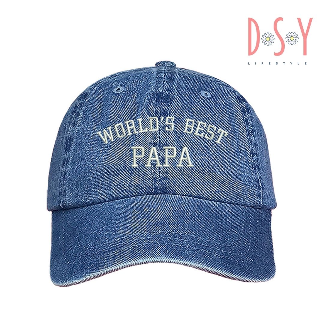 Light Denim Baseball Cap embroidered with World&