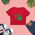 Red Cropped Top with a green shamrock and heart printed on the front - DSY Lifestyle